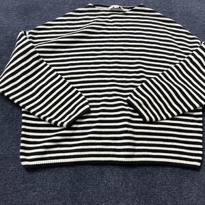 AllSaints Sweater Womens XS/S Black White Striped Boat Neck Knit Pullover